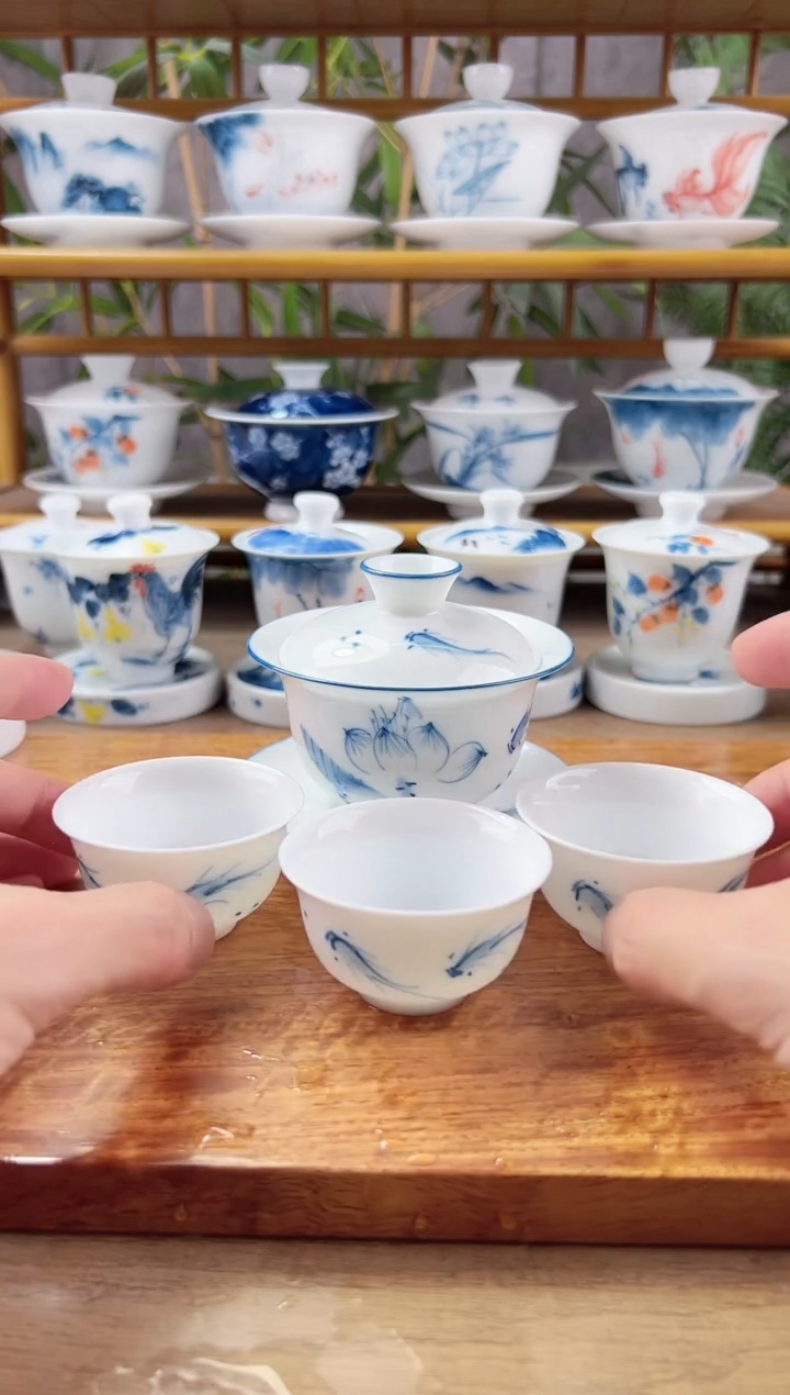 全品荷花鱼聚130ml三才+小和顺杯3个