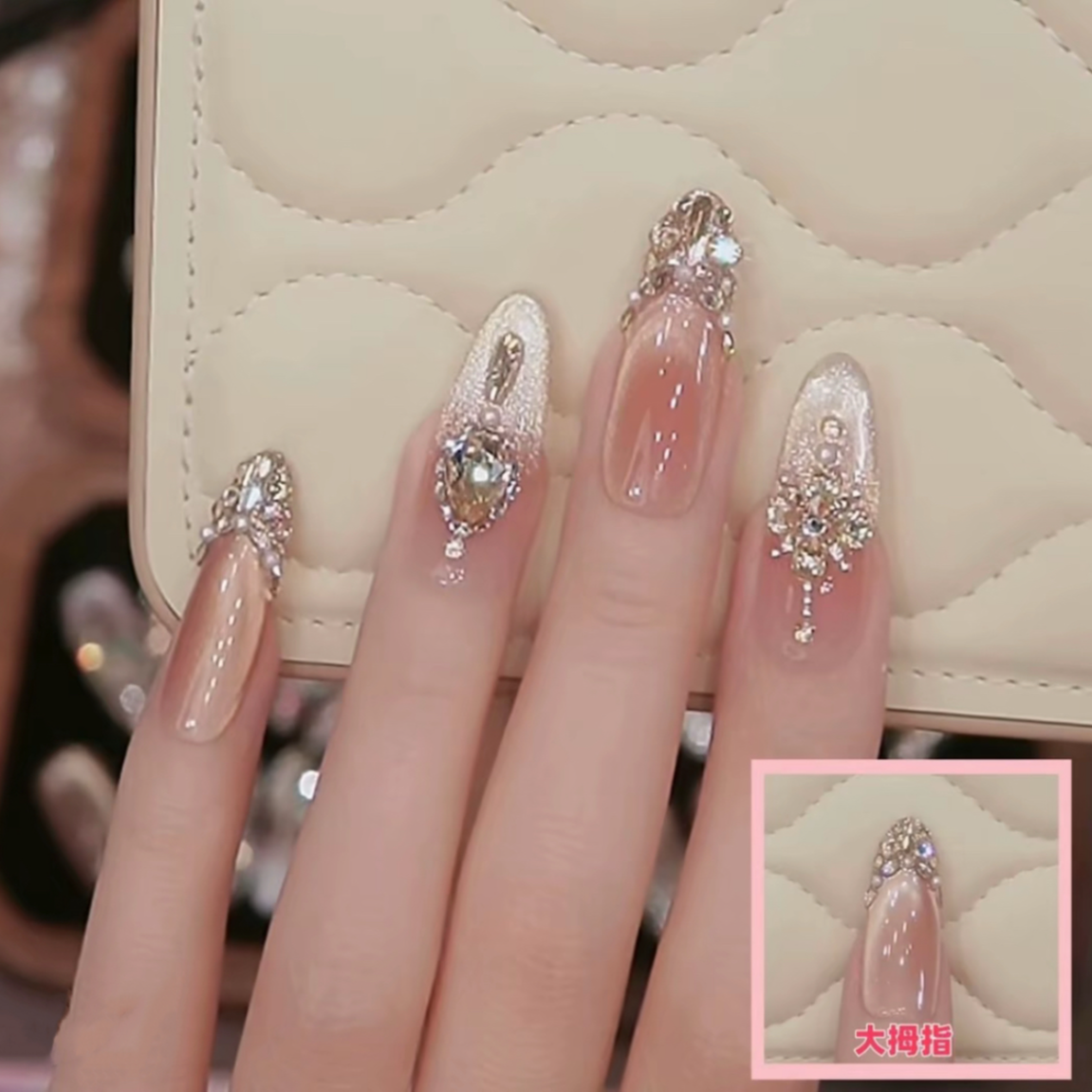 【维纳斯金纱】时尚清新纯欲高级感成品穿戴式手工美甲显白气质