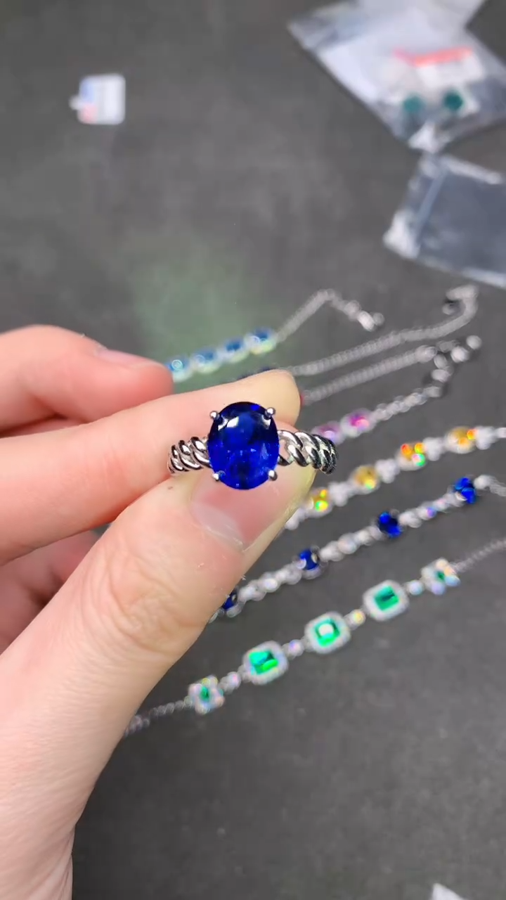 【闪购商品】蓝宝石戒指银S925镶嵌.....