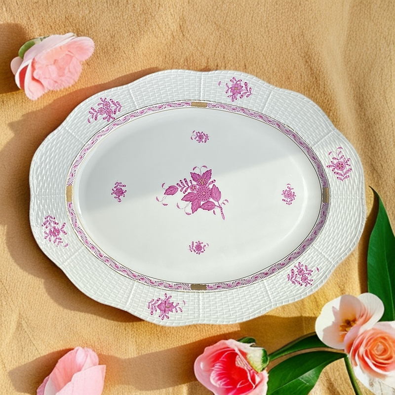 粉色阿波尼椭圆大餐盘 托盘 长36.5cm 宽28cm