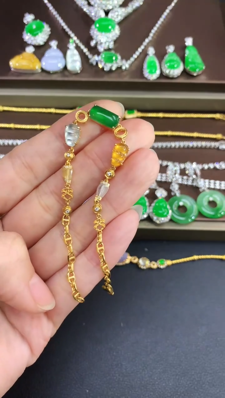 18K金镶嵌手链翡翠276|