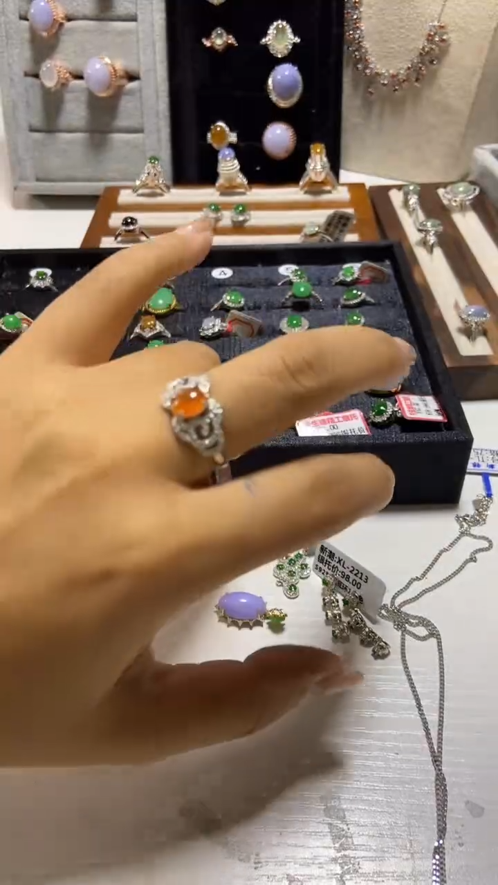 【闪购商品】翡翠戒指银S925镶嵌缅甸天然A翡翠戒指