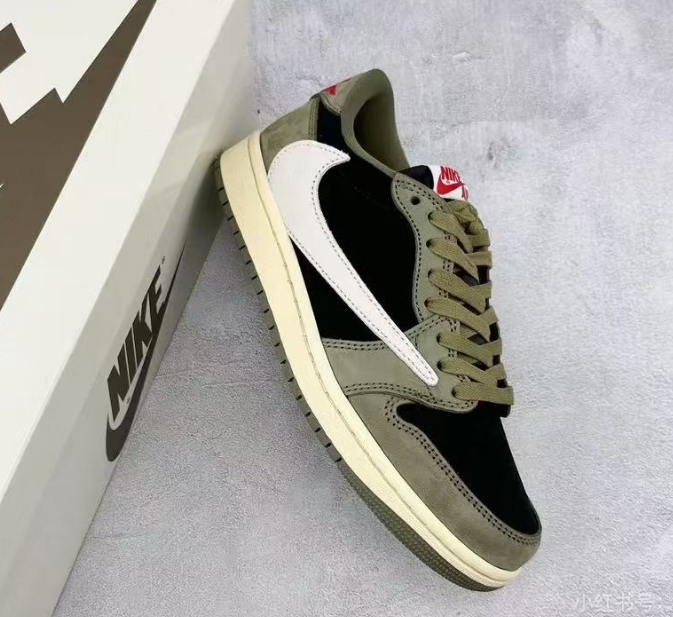 NIKE/耐克AirJordan1军绿色倒钩低帮潮鞋百搭男女运动【定制球鞋】