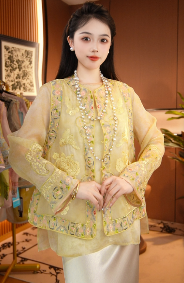 【清】枝时节/新中式春季新款重工织锦2025A7631思思--大女王仓