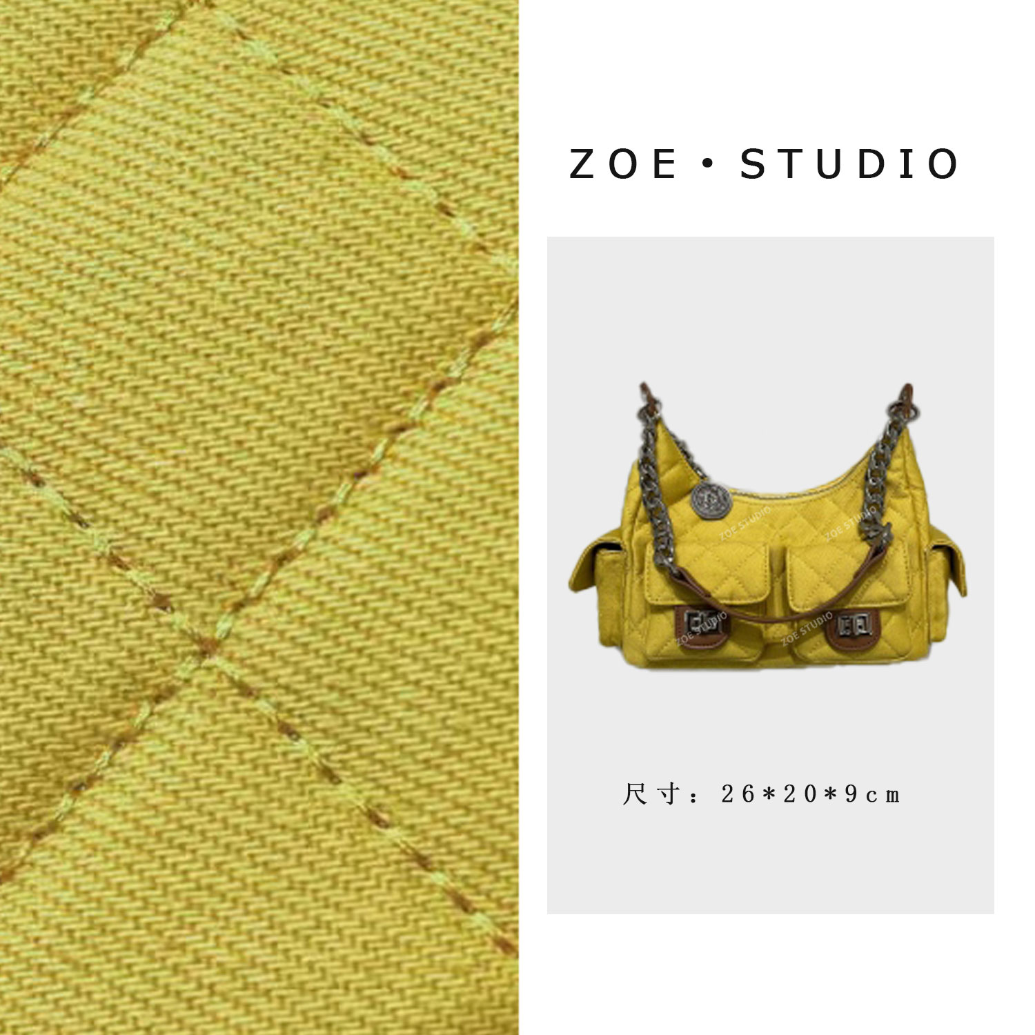【佐伊甄选】ZT-D7213-丹宁黄轻奢女士时尚经典百搭小众通勤腋下包