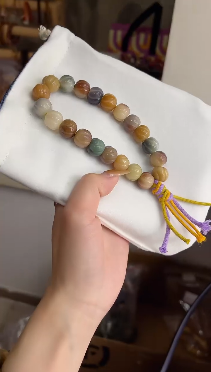 手串菩提根/象牙果紫美人玉化花卷酥11*13mm手持