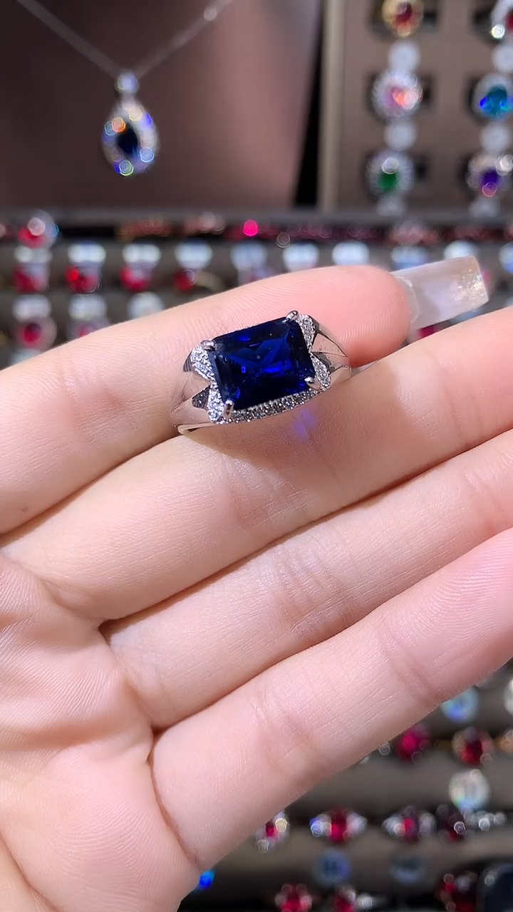 无925银皇家蓝色戒指