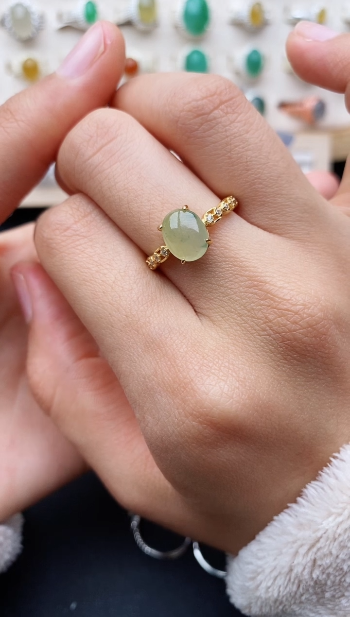 【闪购商品】翡翠戒指银S925镶嵌缅甸翡翠