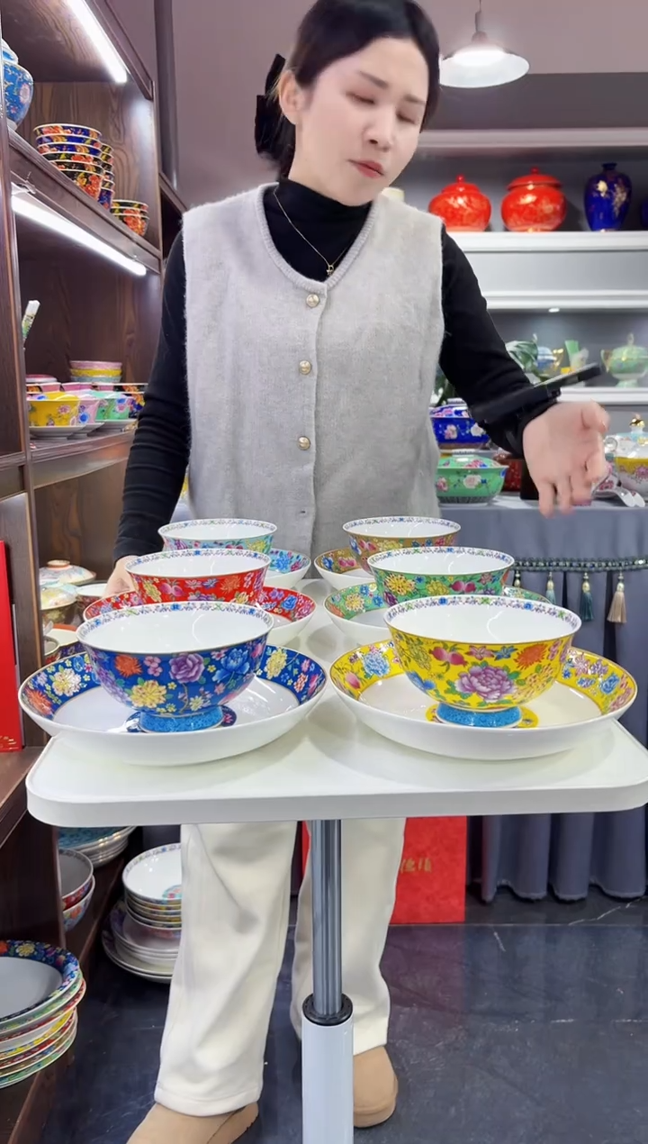 珐琅 6碗+6盘景德镇