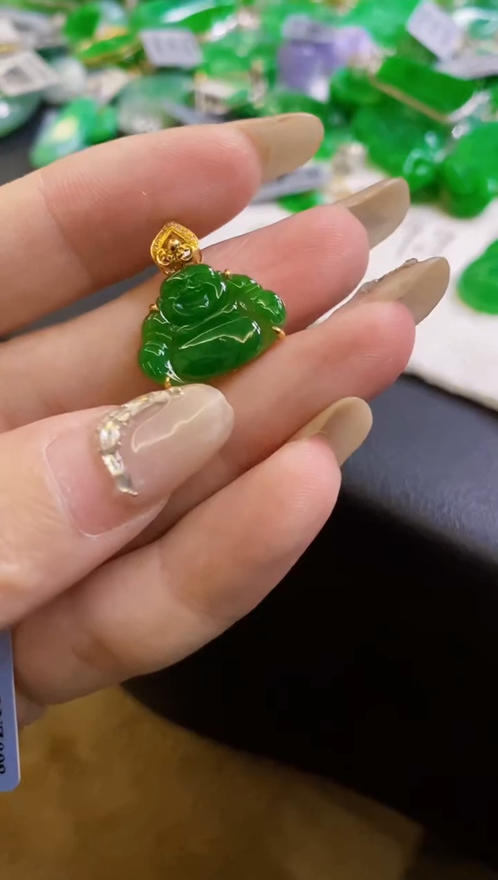 【闪购商品】定制翡翠18K金镶嵌佛公