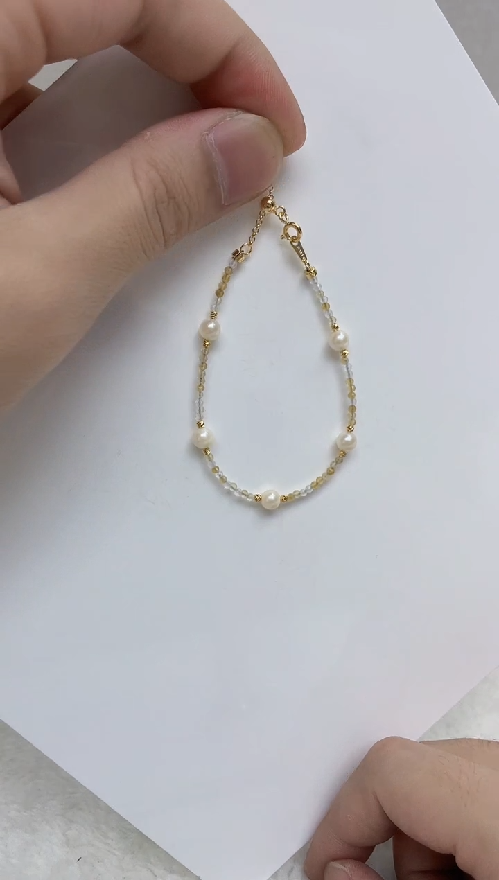 银S925镶嵌手链海水珍珠  