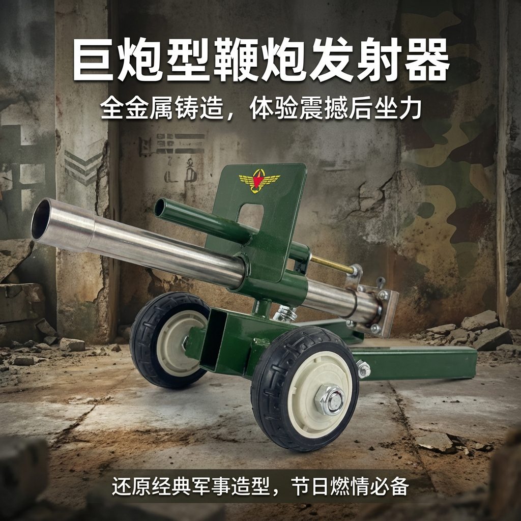 新款放炮神器可回弹连发打鞭炮的意大利炮模型摆件工艺自动回膛