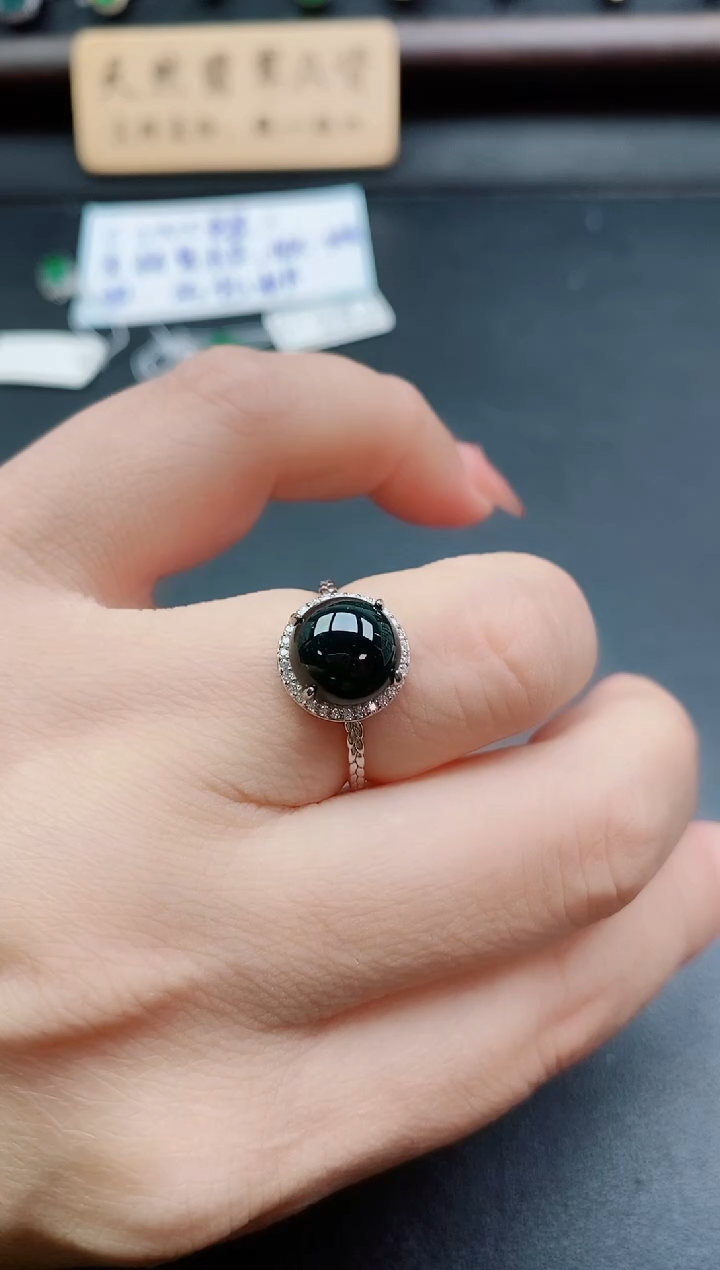 银S925镶嵌戒指翡翠1