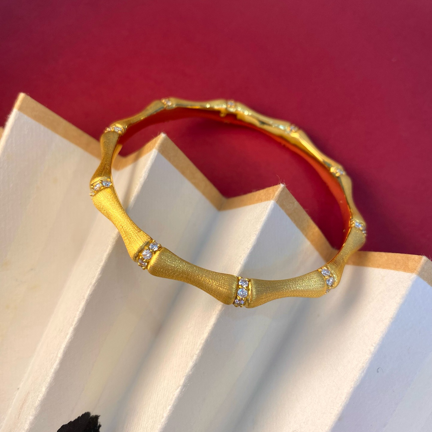 宝裕华黄金足金999 足金5D莫桑拉丝竹节手镯