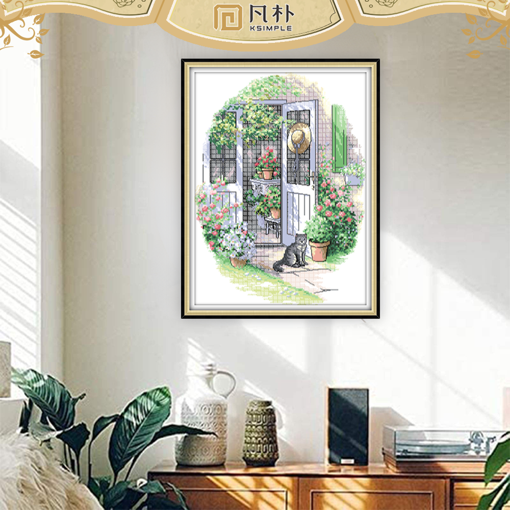 【ks凡朴系列】生态棉十字绣静美花院2025年新款自己绣手工套件简单