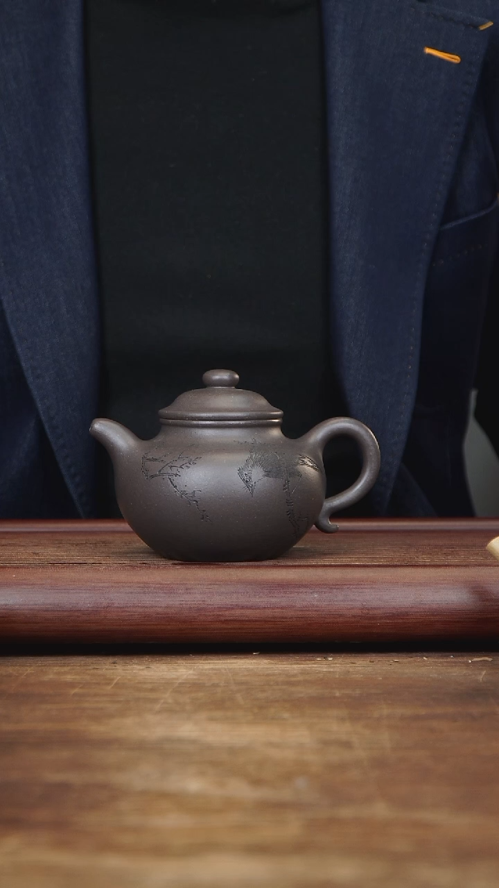 【闪购商品】紫砂茶壶320ml 主播作品全手莲子 天青