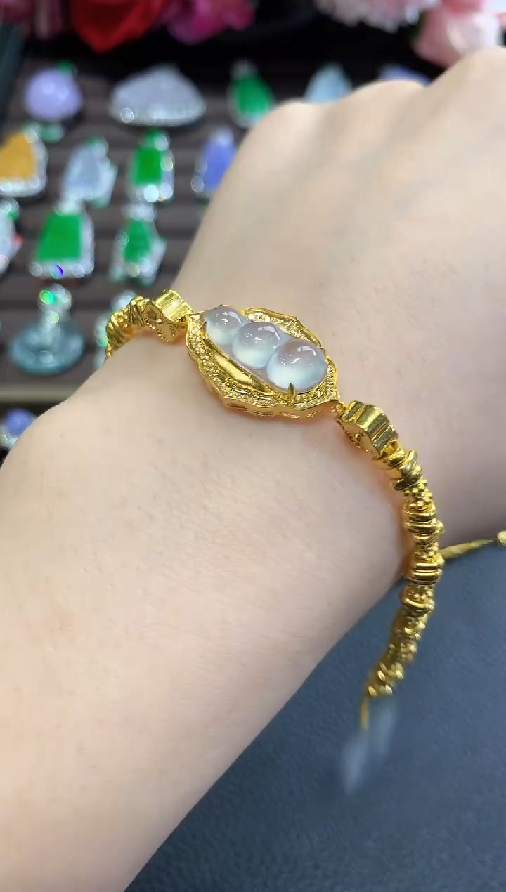 18K金镶嵌手链翡翠秋日珠宝Q76