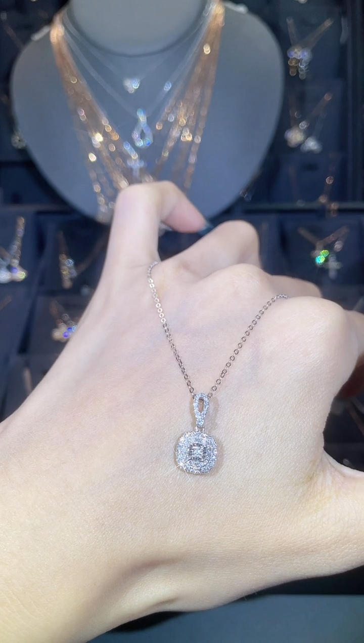 套链钻石18K金镶嵌18K金白  多人 方糖