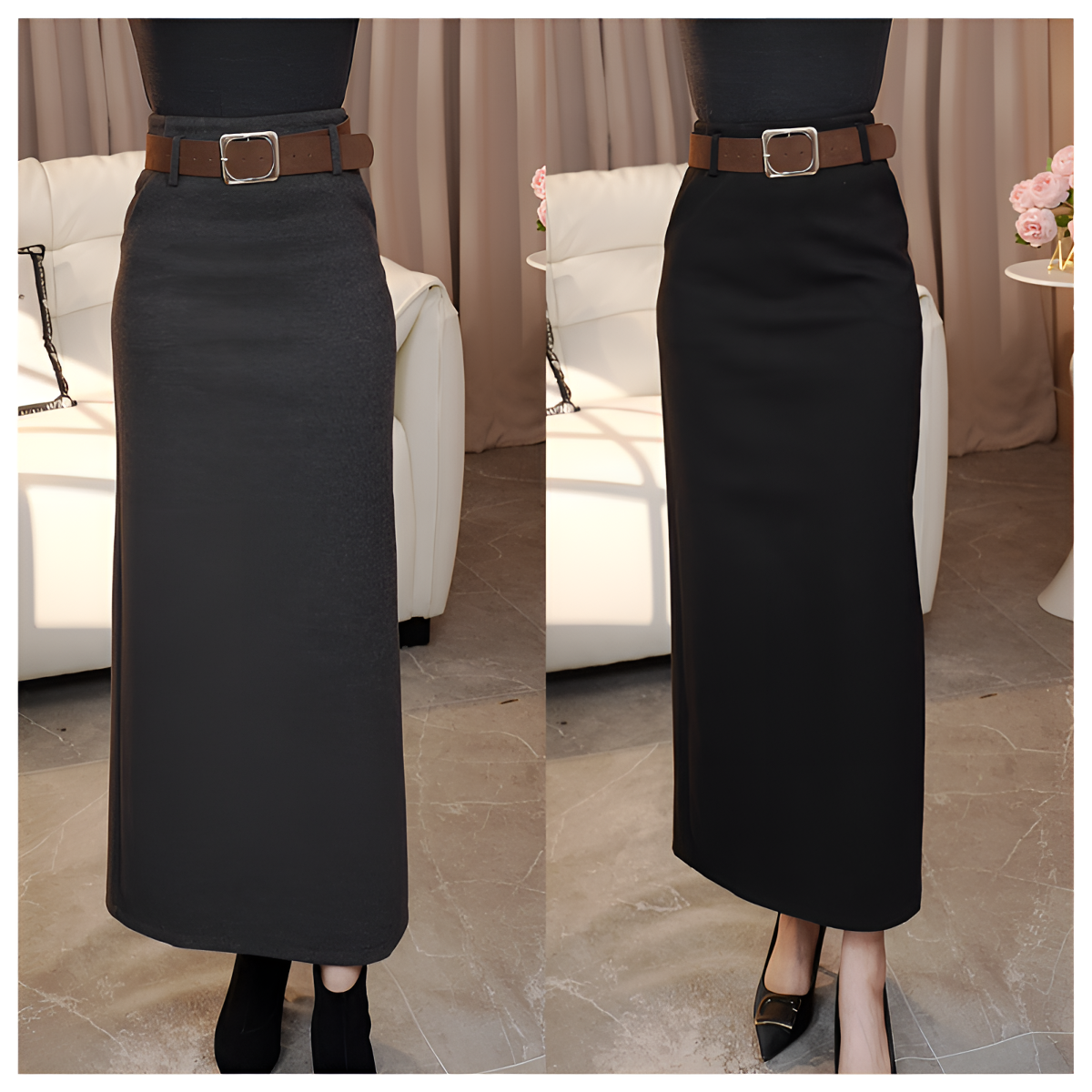 2025秋冬新款时尚重工加厚毛呢垂感高腰修身显瘦半身长裙女