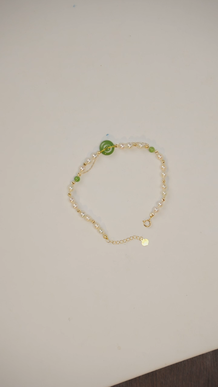 【闪购商品】和田玉手链18K金镶嵌手串