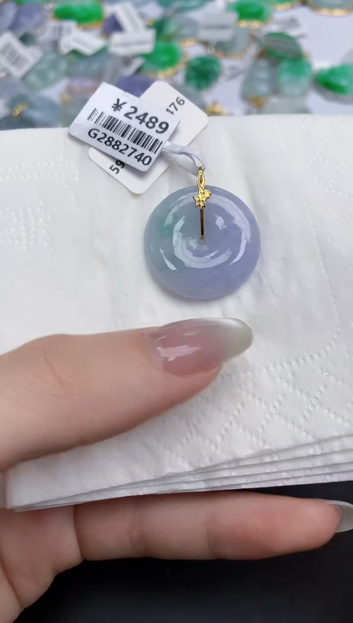 【闪购商品】翡翠颈饰18K金镶嵌天然缅甸翡翠A货