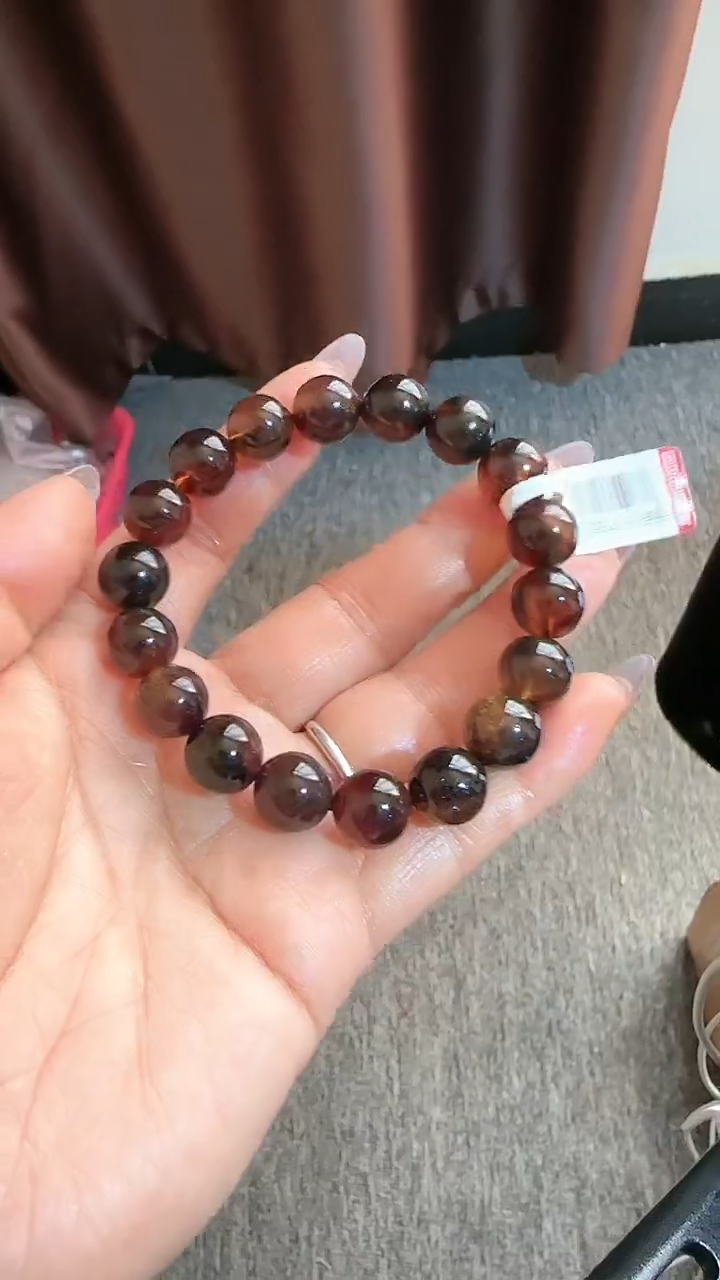 【闪购商品】琥珀手链未镶嵌规格11微瑕紫翳灵草手串#50