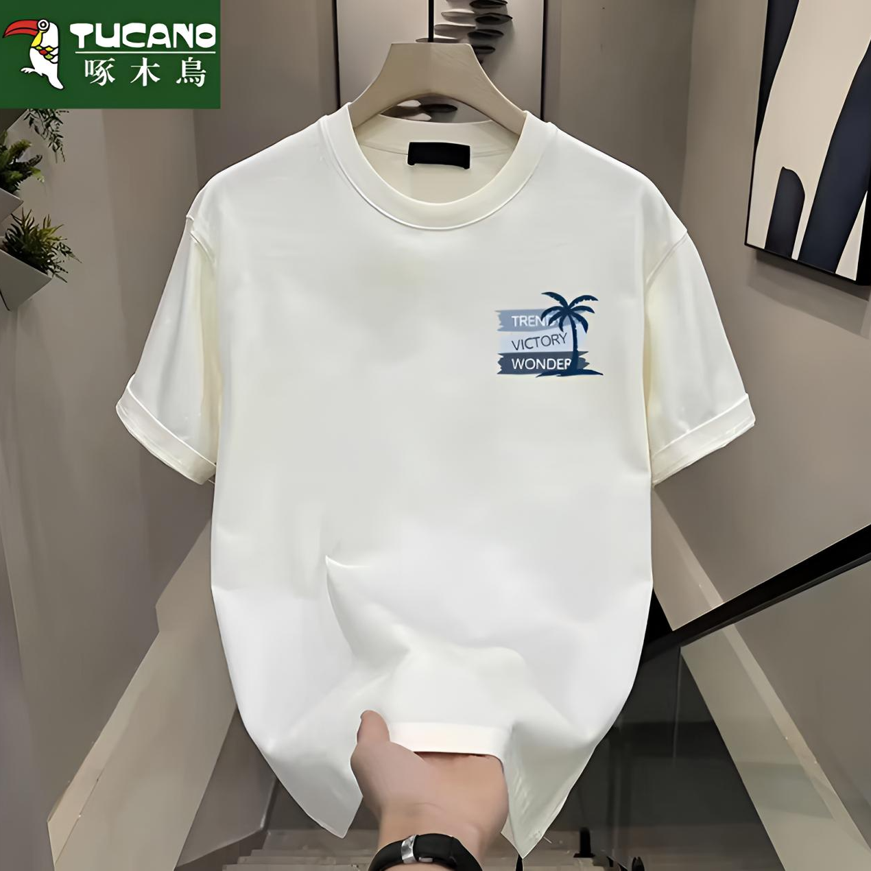 啄木鸟230g重磅日常T恤2025新款短袖t恤男士纯棉夏季衣服潮流夏季