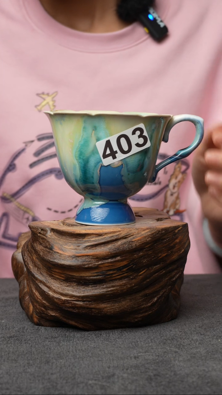 杯子403景德镇手创颜色釉杯（食品级）带冰裂纹