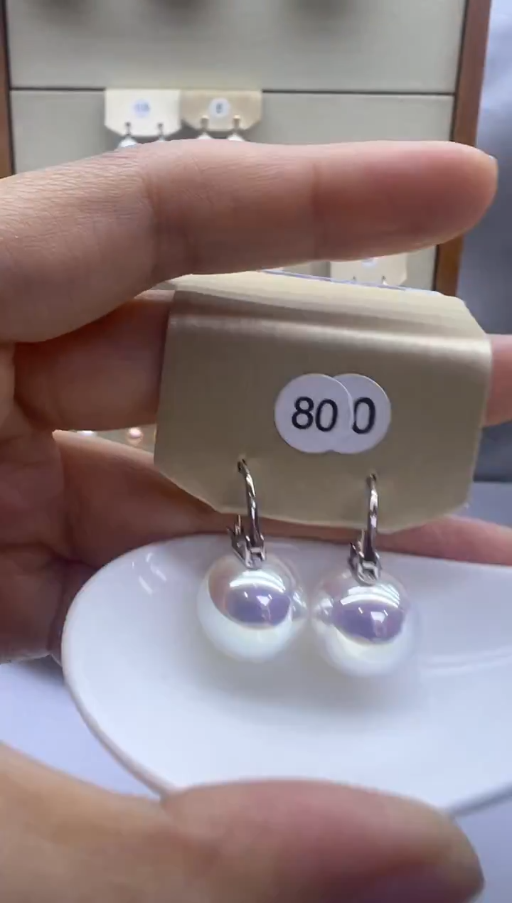 银S925镶嵌耳饰淡水珍珠800