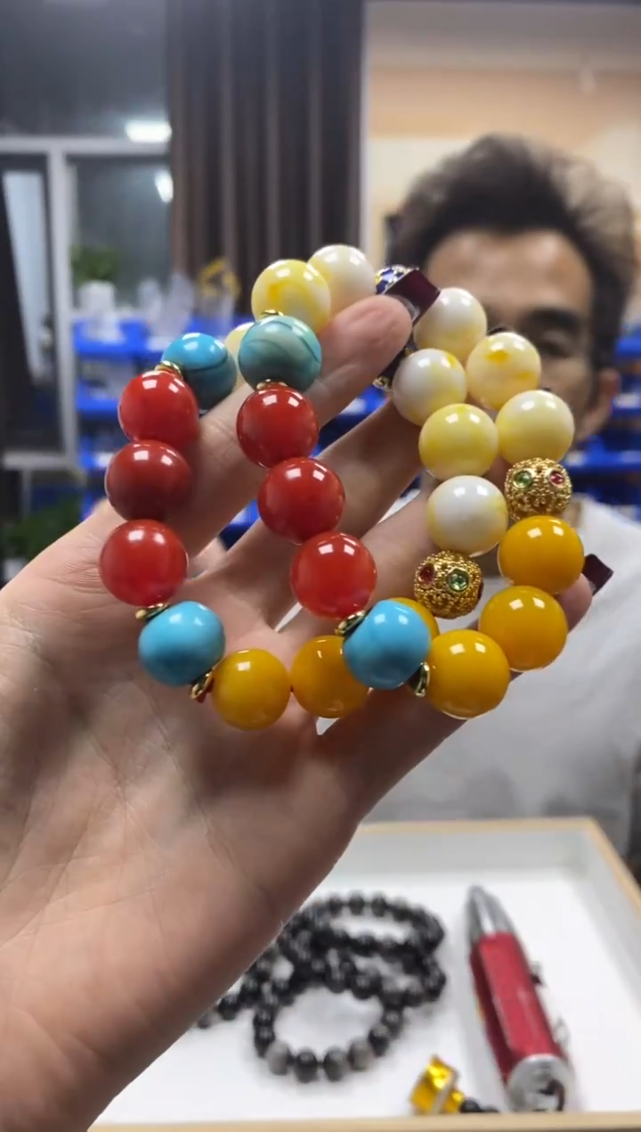 未镶嵌手串玛瑙/玉髓三色多宝卡14MM 多样性发一