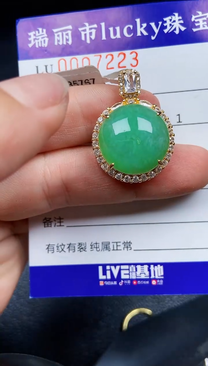 翡翠银S925镶嵌颈饰7223