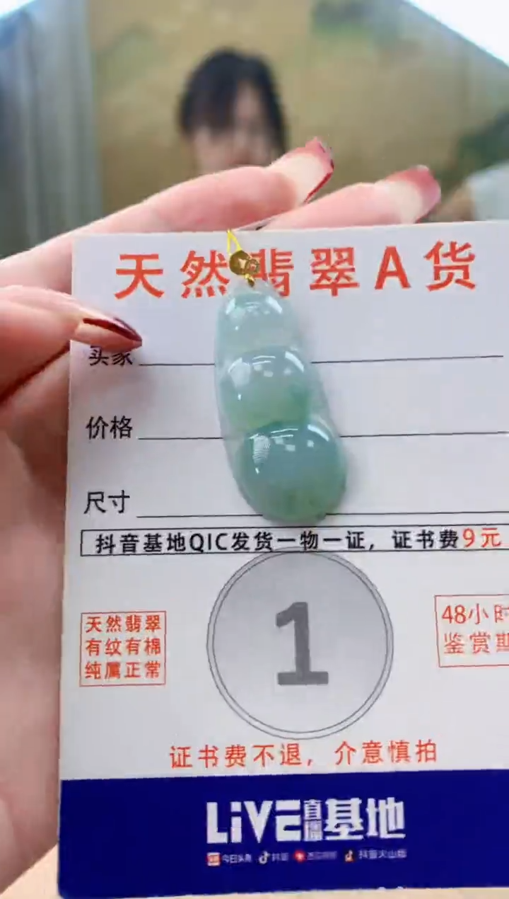 颈饰18K金镶嵌翡翠天然A货翡翠挂件