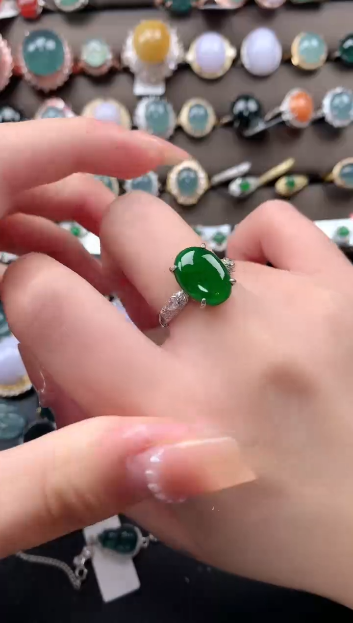 【闪购商品】翡翠戒指银S925镶嵌52141