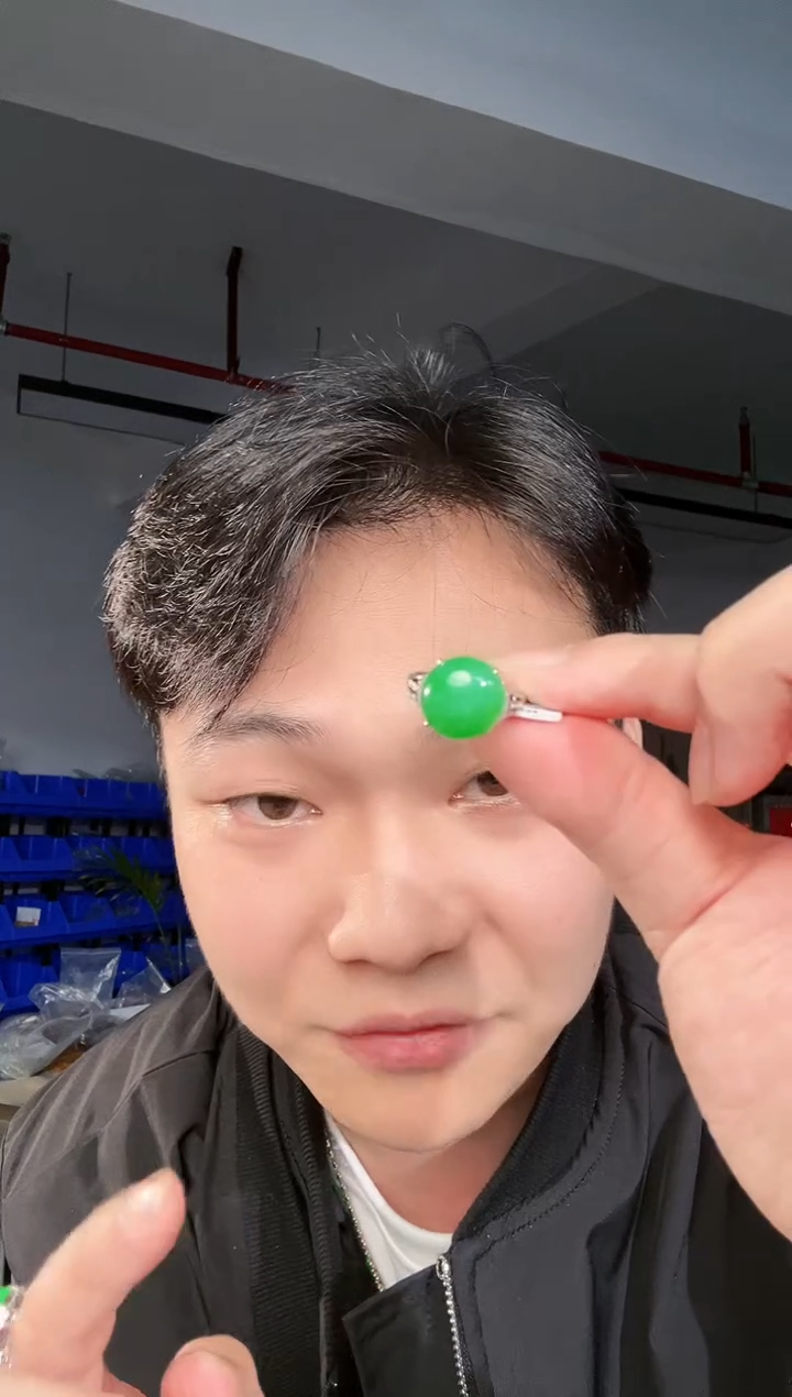 【闪购商品】翡翠戒指18K金镶嵌缅料A货翡翠/支持复检/一件