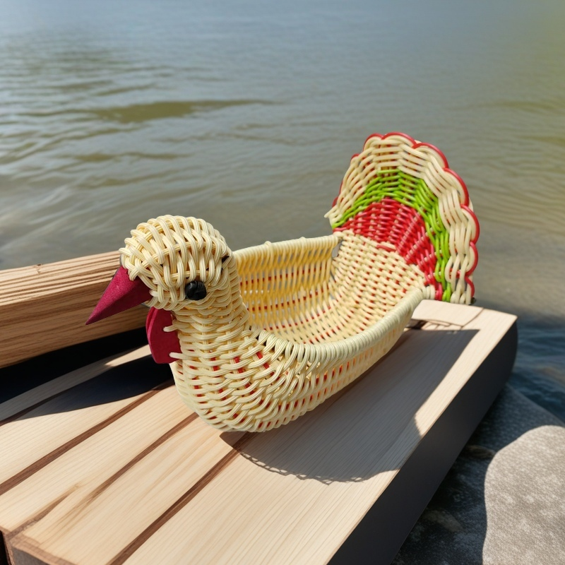 F2创意孔雀造型收纳筐零食筐