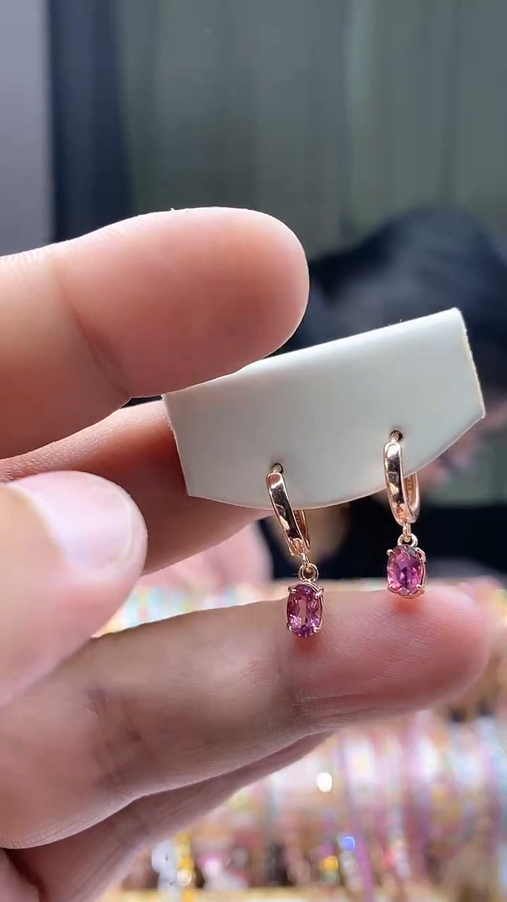 【闪购商品】碧玺耳扣银S925镶嵌345354354354353