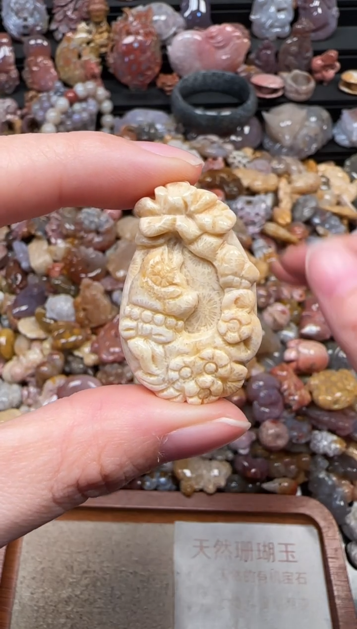 颈饰未镶嵌硅化珊瑚（珊瑚玉）252