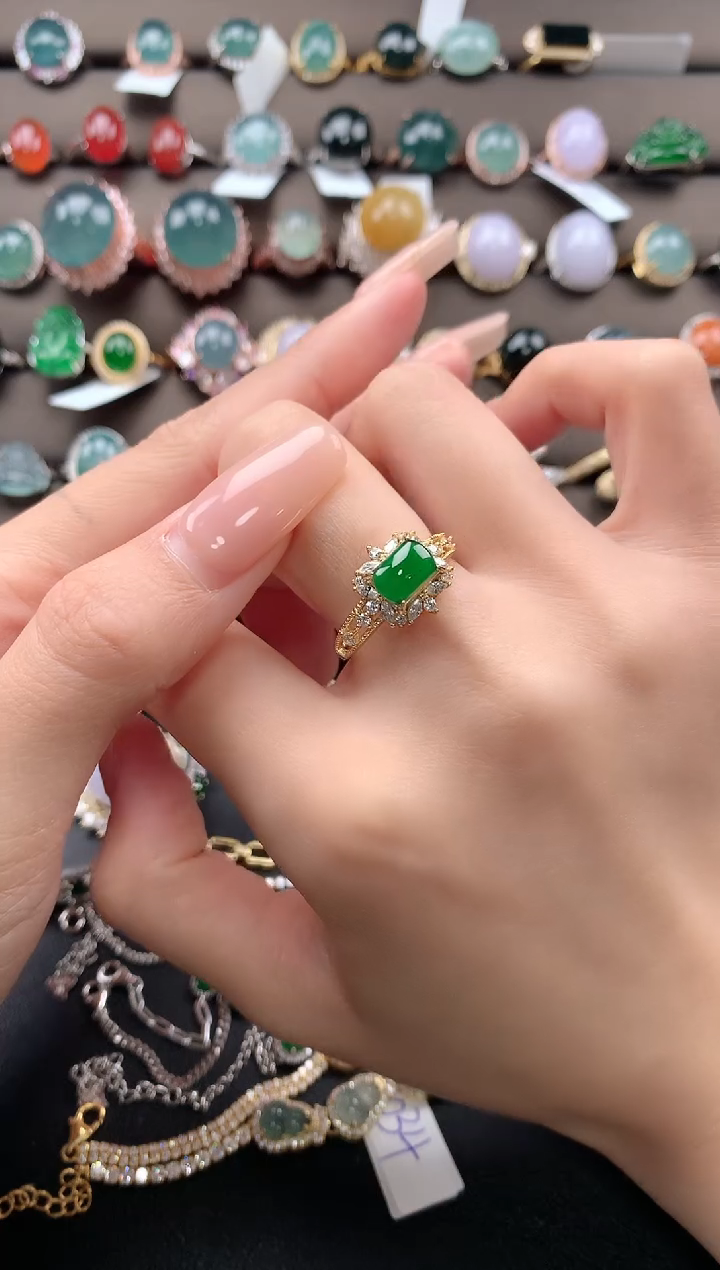 【闪购商品】翡翠戒指银S925镶嵌432432