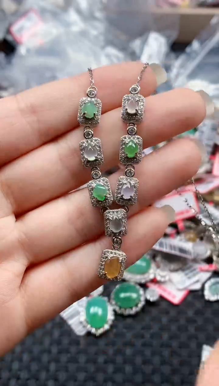 银S925镶嵌戒指翡翠天然A货缅甸翡翠