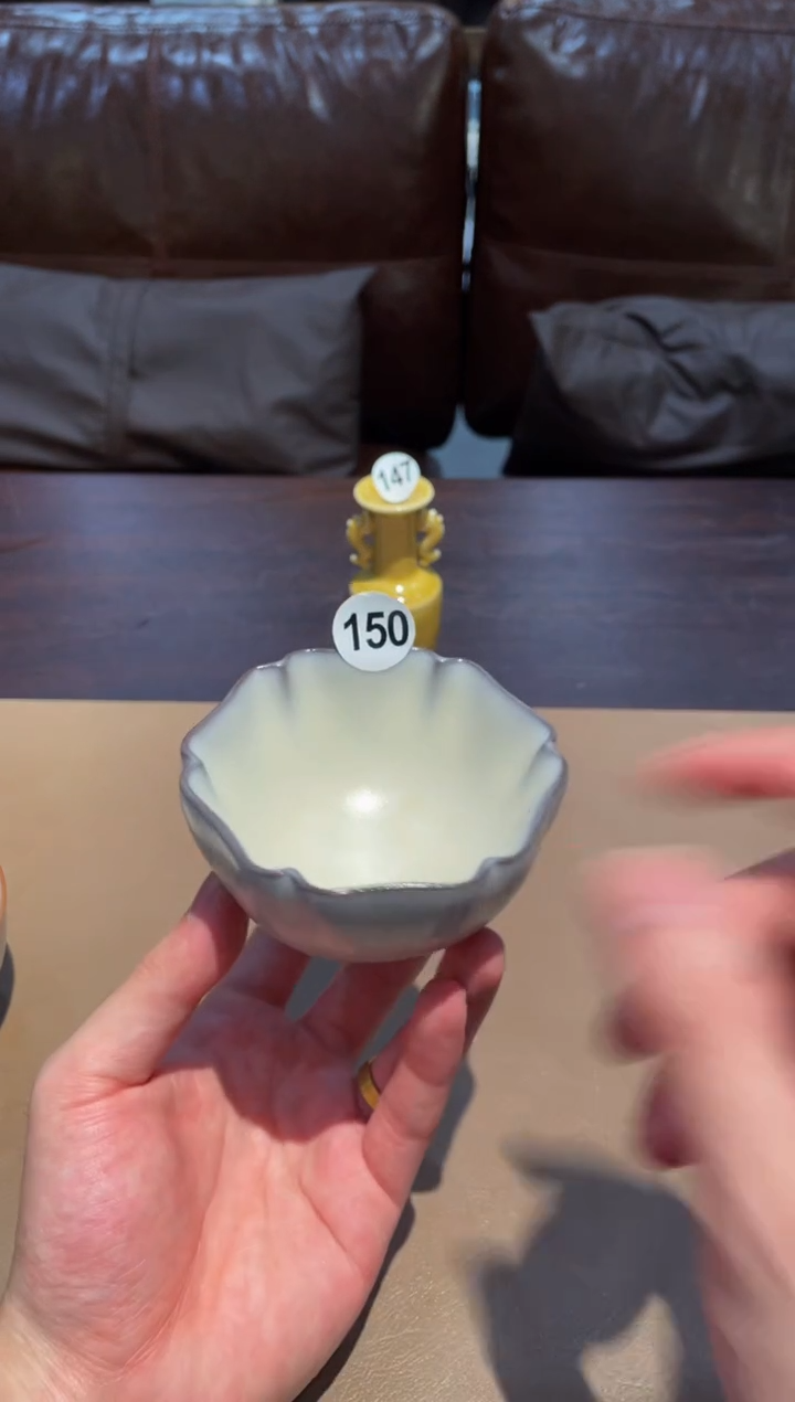 150窑承青瓷猪油冻六方杯