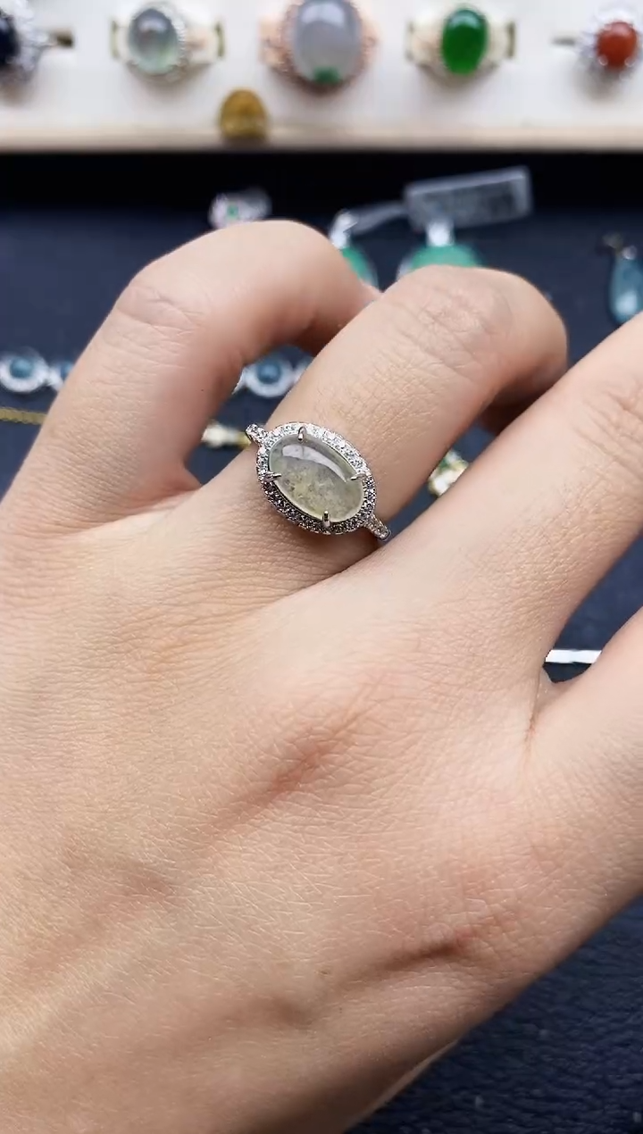 【闪购商品】翡翠戒指银S925镶嵌111111