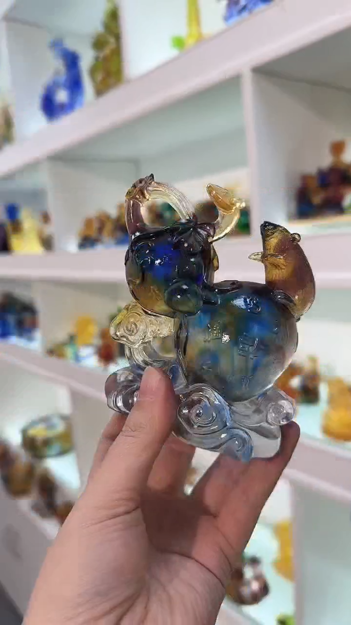 手工艺品琉璃鼠你有福
