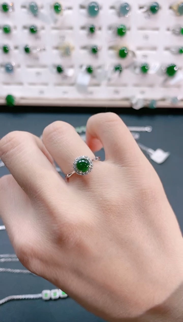 【闪购商品】翡翠戒指银S925镶嵌天然翡翠