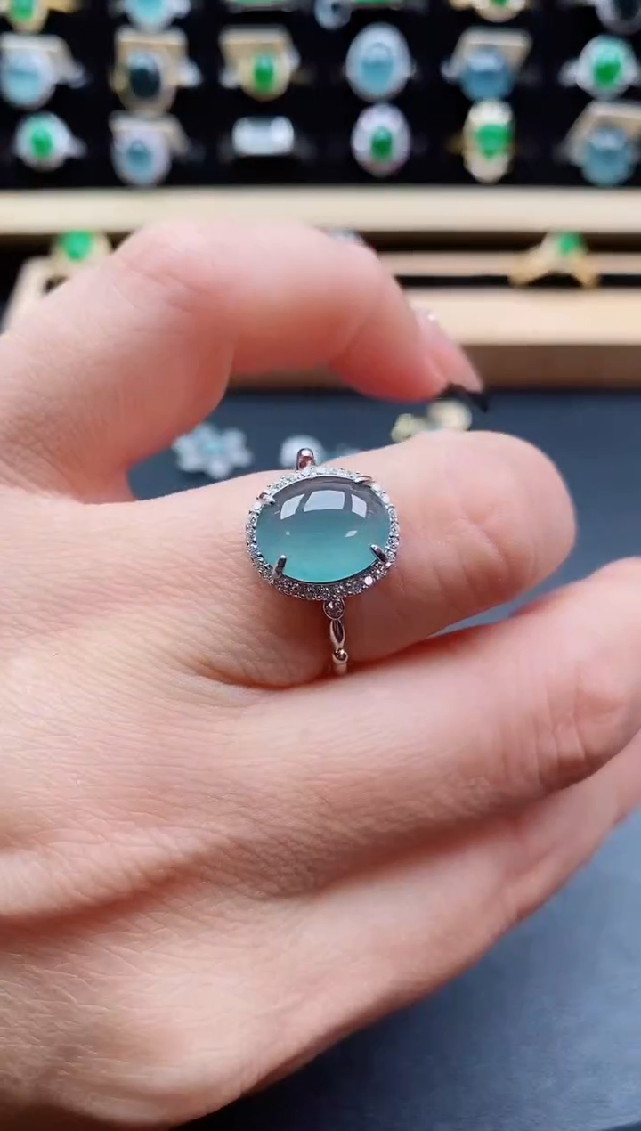 银S925镶嵌戒指翡翠1