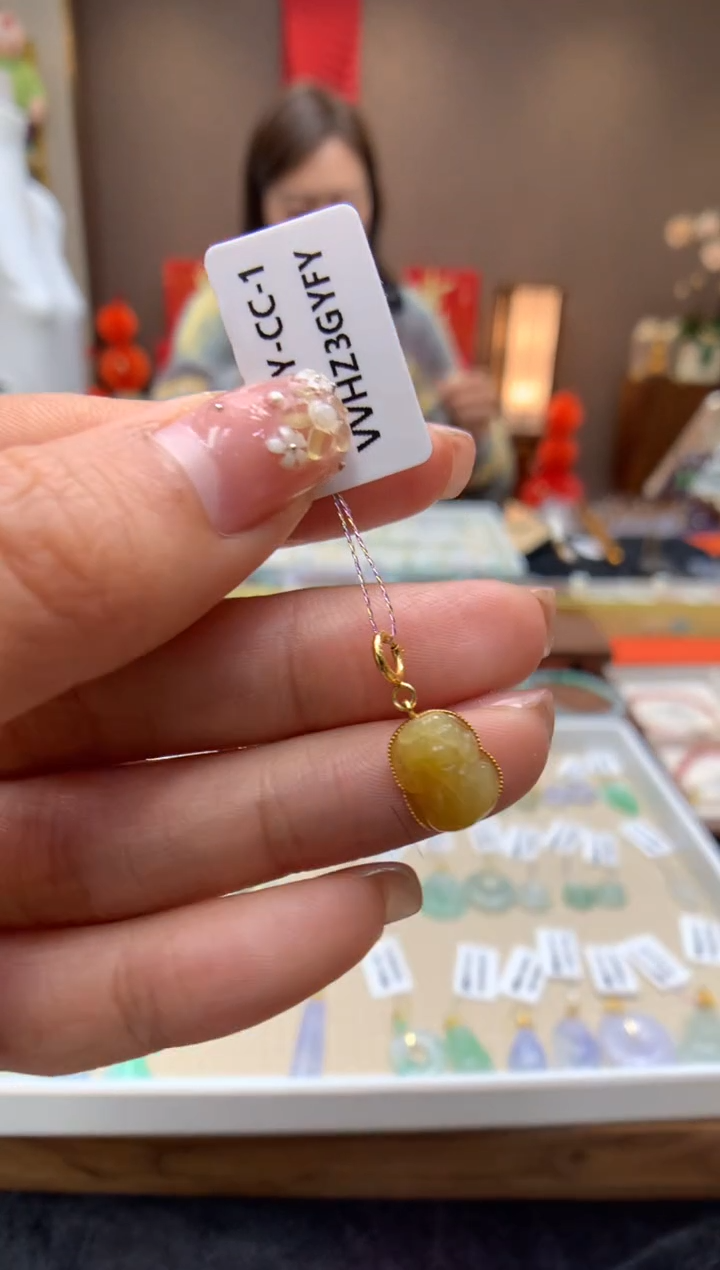 【闪购商品】翡翠颈饰18K金镶嵌貔貅