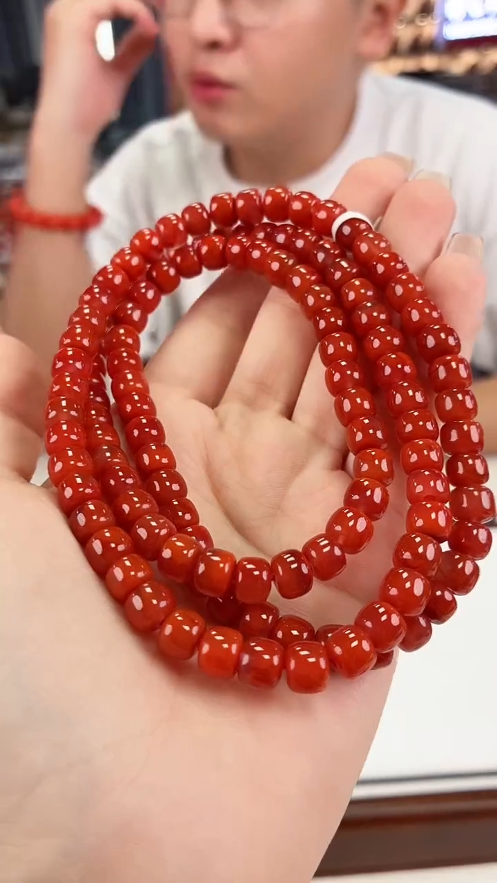 南红玛瑙瓦西老型多圈7+未镶嵌一个/条