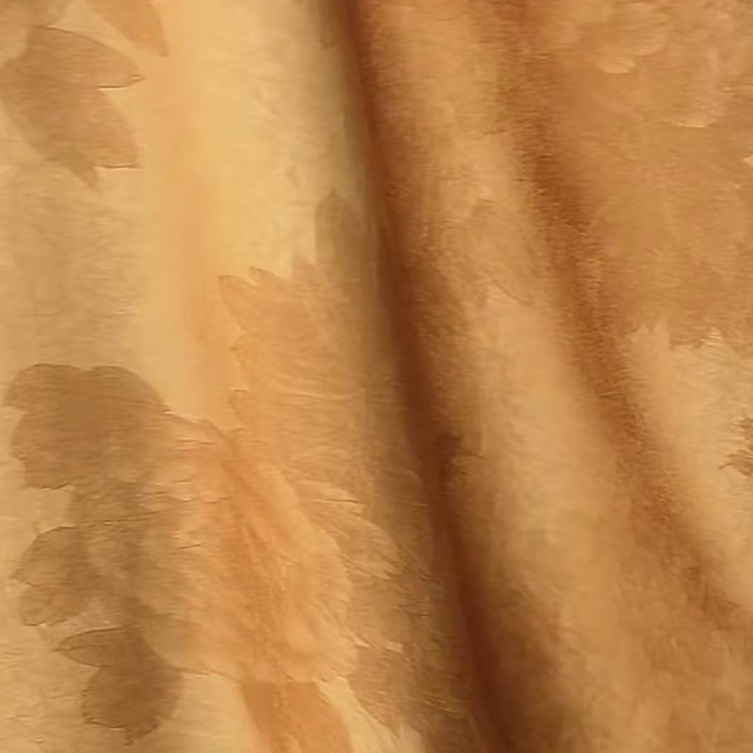 香槟色牡丹花仿香云纱中式时装时尚面料（不支持7天无理由）