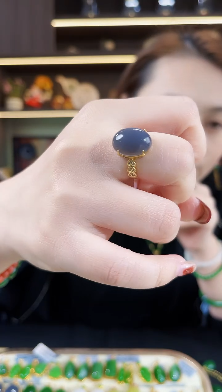 【闪购商品】和田玉·银S925镶嵌蛋面戒指