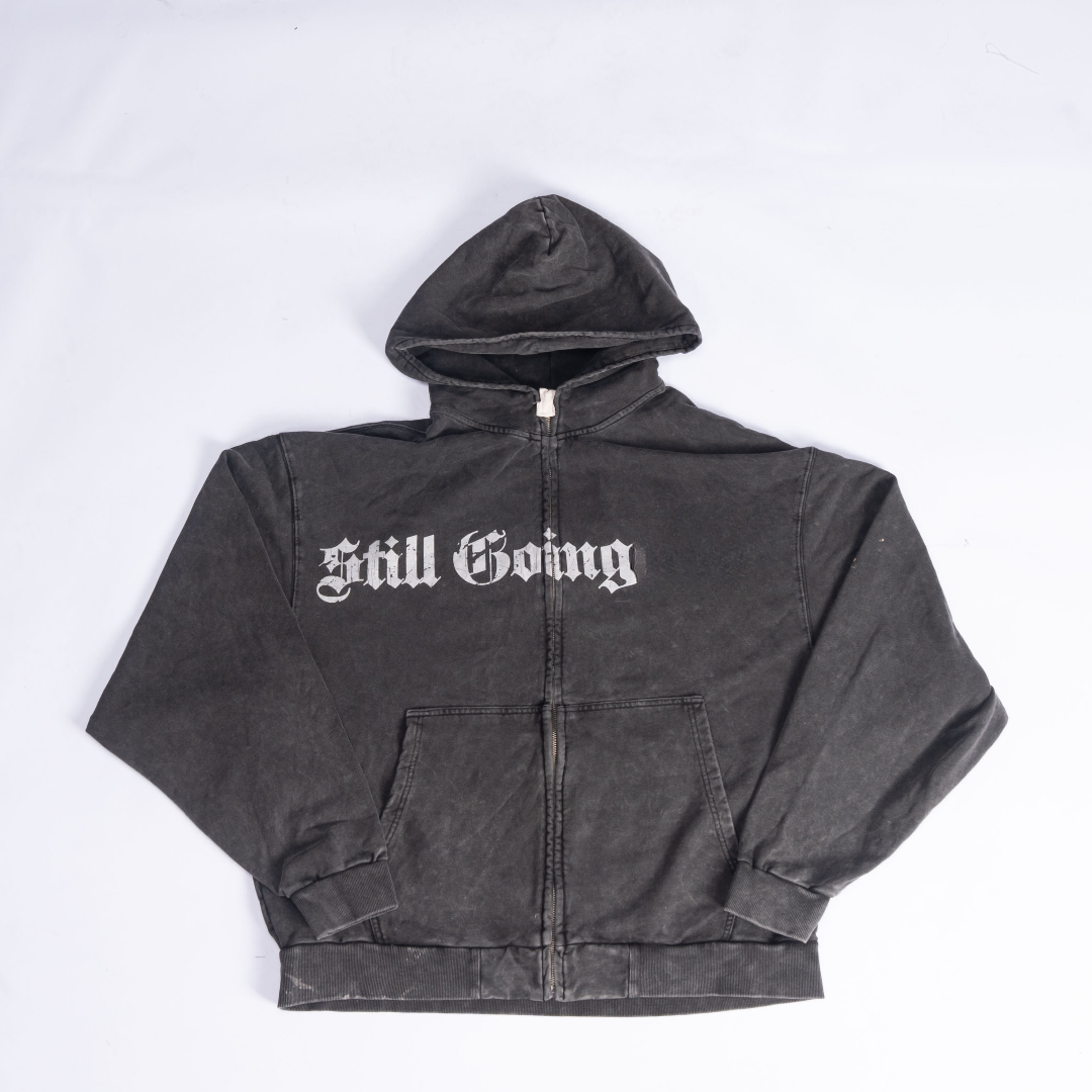 BFOV 水洗做旧黑色连帽卫衣