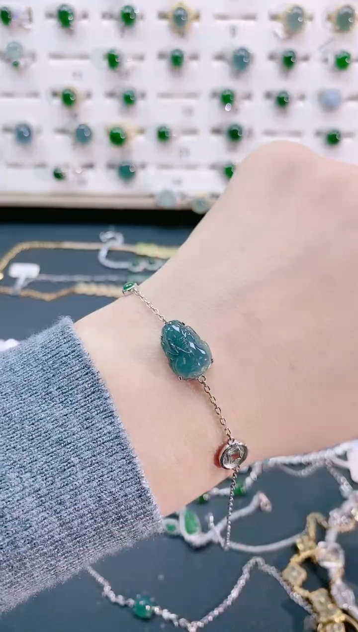【闪购商品】翡翠手链银S925镶嵌天然翡翠